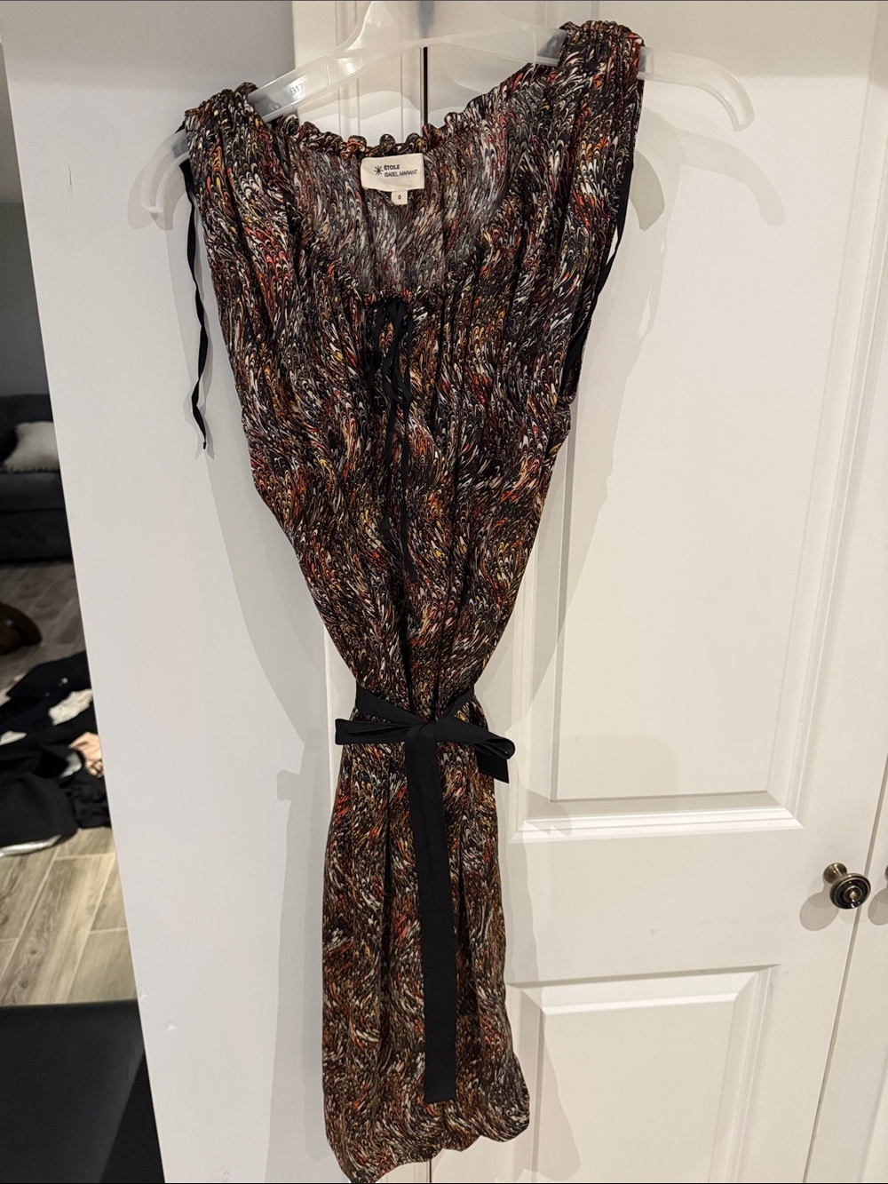 Isabel Marant Multicolor Midi Dress with Black Tie